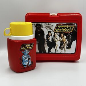 Star Wars The Empire Strikes Back Red Plastic Lunchbox W/Thermos 1980 Vintage